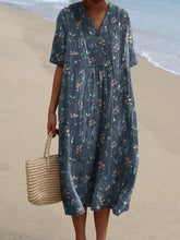 Load image into Gallery viewer, Petite Floral On Vine Pattern Printed Women's Flowy Dress