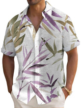Load image into Gallery viewer, Men's Hawaiian Ink Bamboo Leaf Print Short Sleeve Shirt