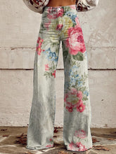 Load image into Gallery viewer, Women's Vintage Botanical Floral Wide Leg Pants