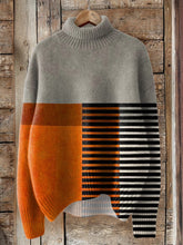 Load image into Gallery viewer, Artistry Color Block Art Printed Knit Turtleneck Pullover Sweater