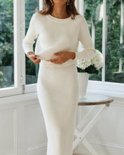 Load image into Gallery viewer, Solid Color Crew Collar Back Silt Sweater Set