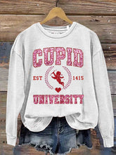 Load image into Gallery viewer, Valentine's Day Cupid University Print Casual Sweatshirt