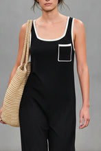 Load image into Gallery viewer, Women's Minimalist Stretch Knit White Trim Sleeveless Jumpsuit