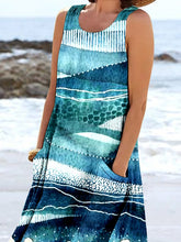 Load image into Gallery viewer, Women's Seaside Art Print Pocket Casual Resort Comfort Maxi Dress