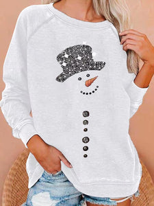 Women's Christmas Snowman Print Casual Sweatshirt