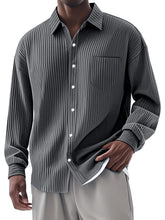 Load image into Gallery viewer, Men's Casual Simple Vertical Pit Strip Long-sleeved Lapel Shirt