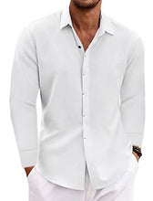Load image into Gallery viewer, Men's Linen Solid Color Casual Loose Daily Hawaiian Long Sleeve Shirt