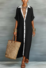Load image into Gallery viewer, Women's Minimalist Linen Blend Short-sleeved Shirt Maxi Dress