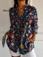 Load image into Gallery viewer, Women's Multicolor Floral Art Print Casual Cotton Shirt