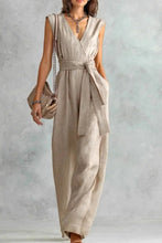 Load image into Gallery viewer, V-Neck Lace-Up Jumpsuit