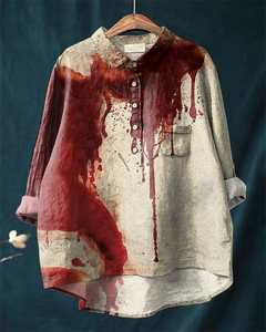 Halloween Bloodstained Cotton and Linen Shirt