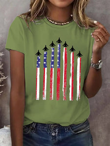 Women's Red White Blue Print T-shirt