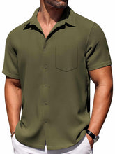 Load image into Gallery viewer, Men's Hawaiian Waffle Fabric Lapel Pocket Short Sleeve Shirt