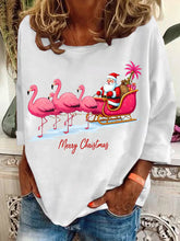 Load image into Gallery viewer, Women&#39;s Christmas Flamingo Print Casual Sweatshirt