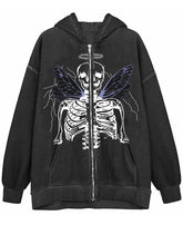 Load image into Gallery viewer, Gothic Dark Print Long Sleeve Hooded Print Jacket