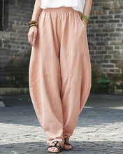 Load image into Gallery viewer, Cotton and Linen Loose Casual Pants for Women Spliced with Solid Color Pants