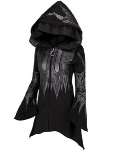 Punk Fashion Flare Sleeve Print Hoodie Coats