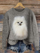Load image into Gallery viewer, White Pom Dog Plush Cozy Knit Sweater