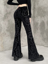 Load image into Gallery viewer, Halloween Gothic Dark Flocking Embossed Boot Cut Pants