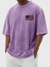 Load image into Gallery viewer, Men's Washed Vintage American Flag Print Short Sleeve T-Shirt