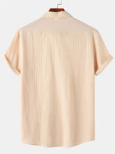 Load image into Gallery viewer, Men's Cotton And Linen High Quality Striped Pocket Short Sleeve Shirt