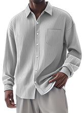 Load image into Gallery viewer, Men's Casual Simple Vertical Pit Strip Long-sleeved Lapel Shirt