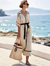 Load image into Gallery viewer, Women'S Loose Belted Striped Print Dress