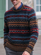 Load image into Gallery viewer, Vintage Warmth Shetland Knit Jacquard Icelandic Crew Neck Sweater（Unisex ）