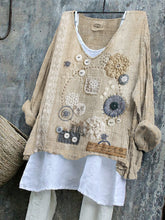 Load image into Gallery viewer, Cottage Floral Lace Embroidered Fiber Art Linen Blend Tunic