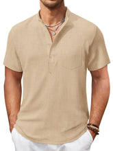 Load image into Gallery viewer, Men's Hawaiian Stand Collar Button Pocket Short Sleeve Shirt