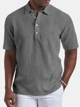 Load image into Gallery viewer, Men's Summer Casual Lapel Solid Color Short Sleeve Shirt