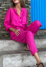 Load image into Gallery viewer, Casual Solid Color V-Neck Shirt &amp; Pants Cotton Linen Two-Piece Set