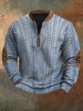 Load image into Gallery viewer, Men's Vintage Knit Print Zip-Up Sweatshirt