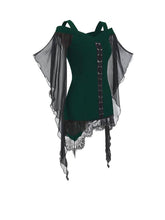 Load image into Gallery viewer, Halloween Solid Color Swing Sleeve Irregular Patchwork Top