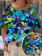 Load image into Gallery viewer, Women's Vintage Lovely Floral Art Print Front And Back Wear Short Sleeve Cotton Shirt
