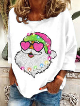 Load image into Gallery viewer, Women&#39;S Pink Santa Christmas Printed Crew Neck Sweatshirt