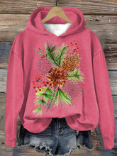 Load image into Gallery viewer, Women's Christmas Pine Nut Print Hooded Sweatshirt