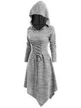 Load image into Gallery viewer, Halloween Solid Front Strap Hooded Midi Dress