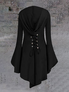 Women's Halloween Witch Long-Sleeve Hooded Dress