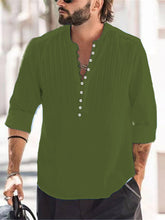Load image into Gallery viewer, Men's Cotton Linen Wrinkle Casual Long Sleeve Shirt
