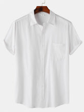 Load image into Gallery viewer, Men's Cotton And Linen High Quality Striped Pocket Short Sleeve Shirt