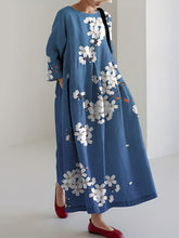 Load image into Gallery viewer, Vintage Japanese Cherry Blossoms Art  Casual Midi Dress