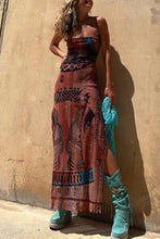 Load image into Gallery viewer, Gypsy Style Unique Print Cowl Neck Back Lace-up Slit Midi Dress