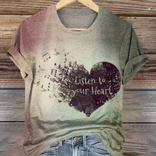Load image into Gallery viewer, Retro Heart Graphic Casual Tee 6f1d