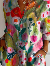 Load image into Gallery viewer, Women's Lovely Floral Art Print Casual Cotton Shirt