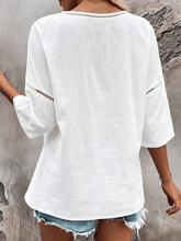 Load image into Gallery viewer, Women&#39;s Solid Color Loose Hollow Design Casual Round Neck Top