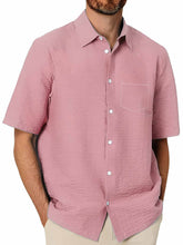Load image into Gallery viewer, Hawaiian Men's Pleated Fabric Pocket Short Sleeve Shirt