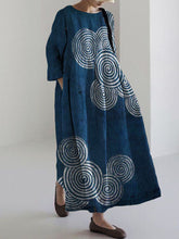 Load image into Gallery viewer, Sea Waves Ripples Japanese Lino Art Linen Blend Maxi Dress