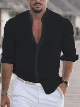 Load image into Gallery viewer, Men's Linen Shirt Shirt Summer Shirt Beach Shirt Collar Long Sleeve