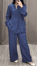 Load image into Gallery viewer, Women Cotton and Linen V-neck Two-piece Suit